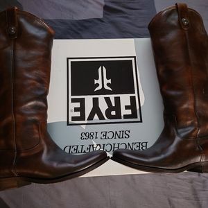 Frye Melissa brown leather riding boots